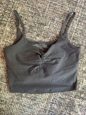 Beyond Yoga Ruched Front Ballet Bra Tank M Graphite Grey Comfy Stretch Tank